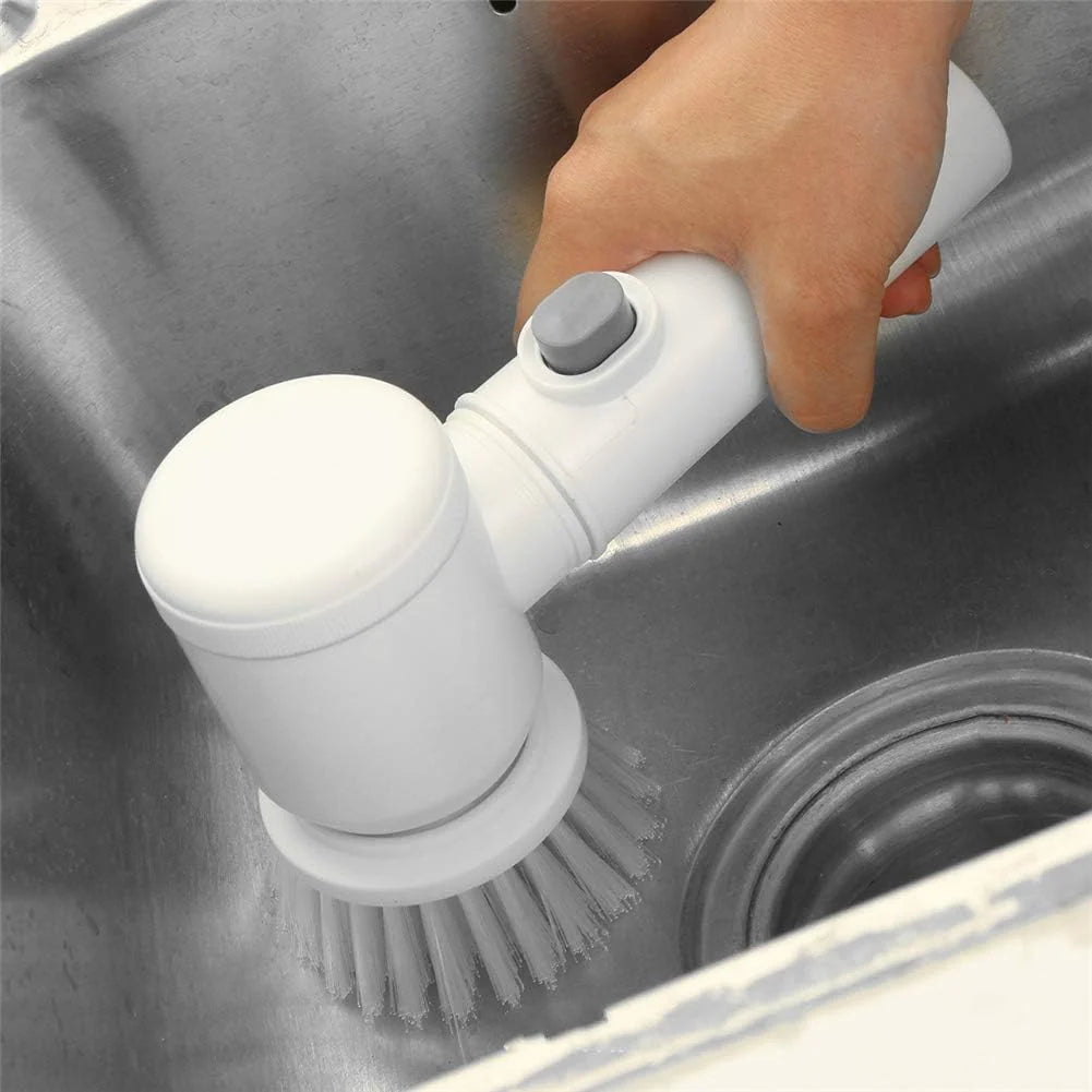 5-in-1 Electric Cleaning Brush – Cordless Handheld Kitchen & Bathroom Scrubber