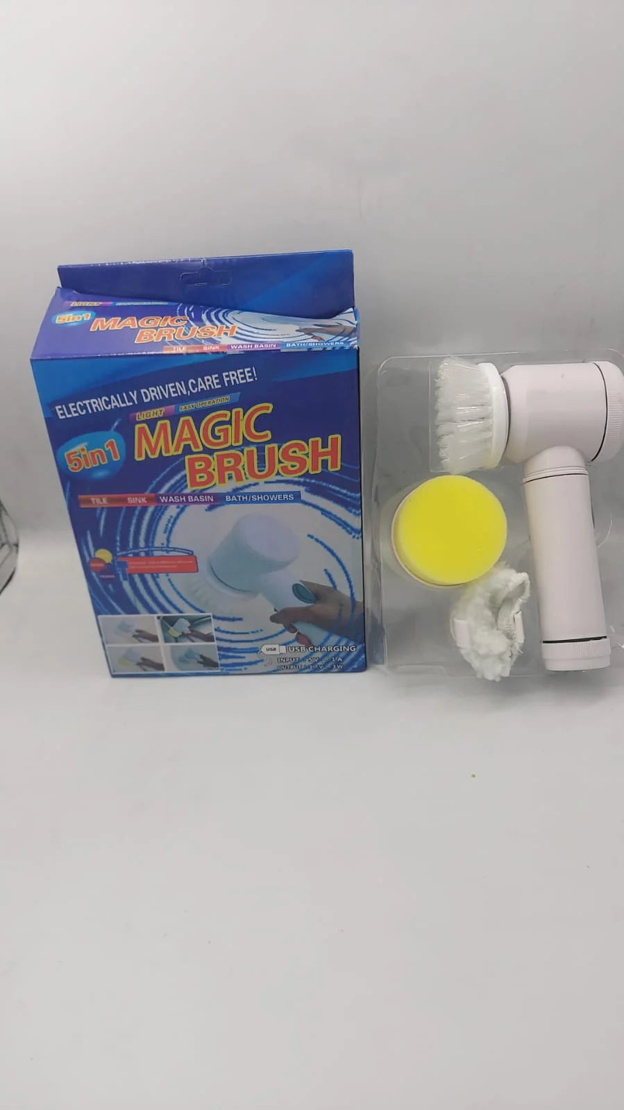 5-in-1 Electric Cleaning Brush – Cordless Handheld Kitchen & Bathroom Scrubber