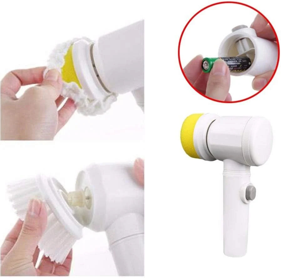 5-in-1 Electric Cleaning Brush – Cordless Handheld Kitchen & Bathroom Scrubber