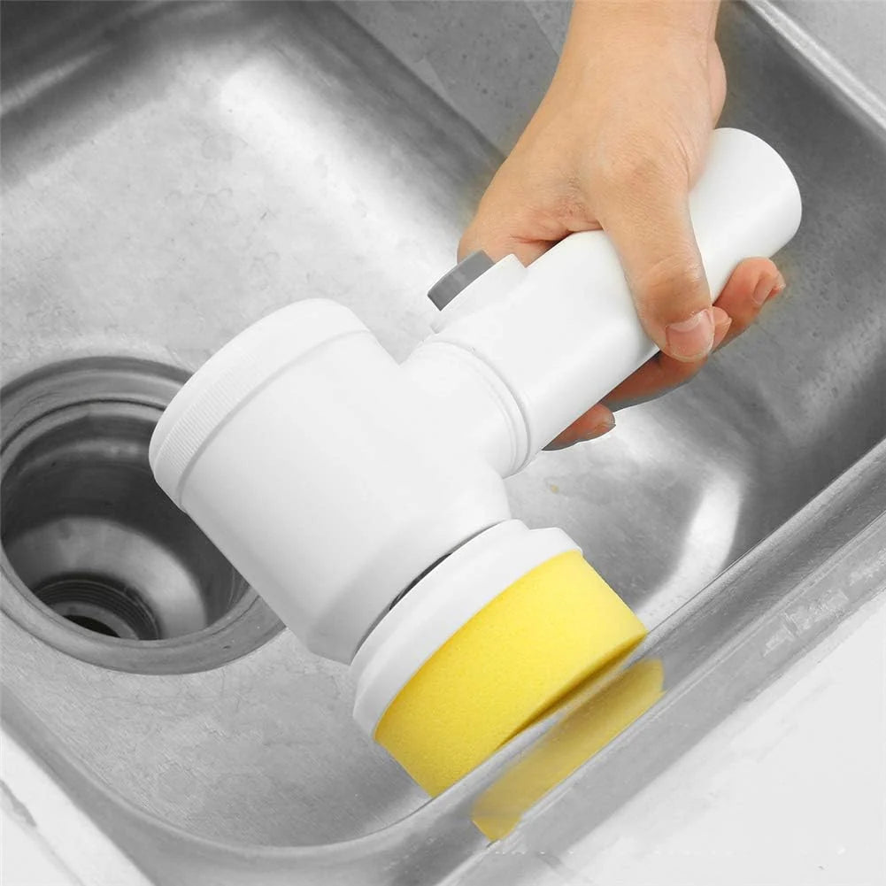 5-in-1 Electric Cleaning Brush – Cordless Handheld Kitchen & Bathroom Scrubber
