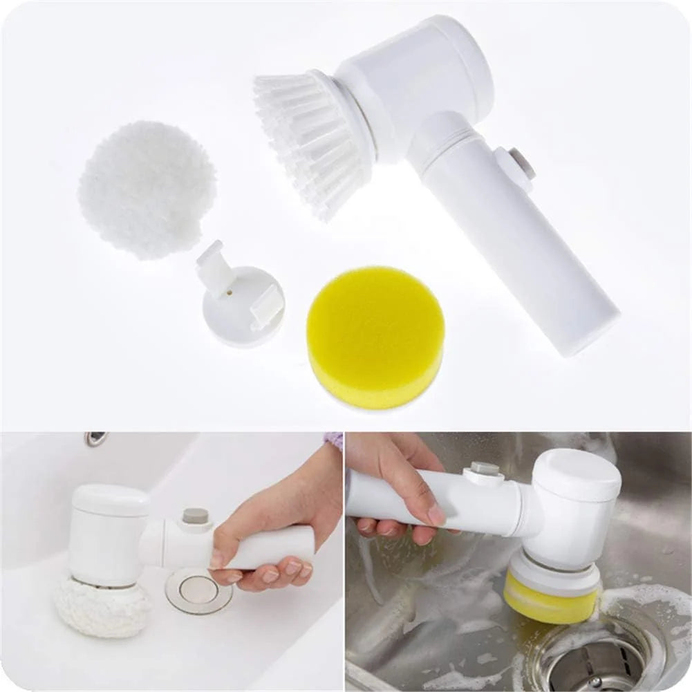 5-in-1 Electric Cleaning Brush – Cordless Handheld Kitchen & Bathroom Scrubber