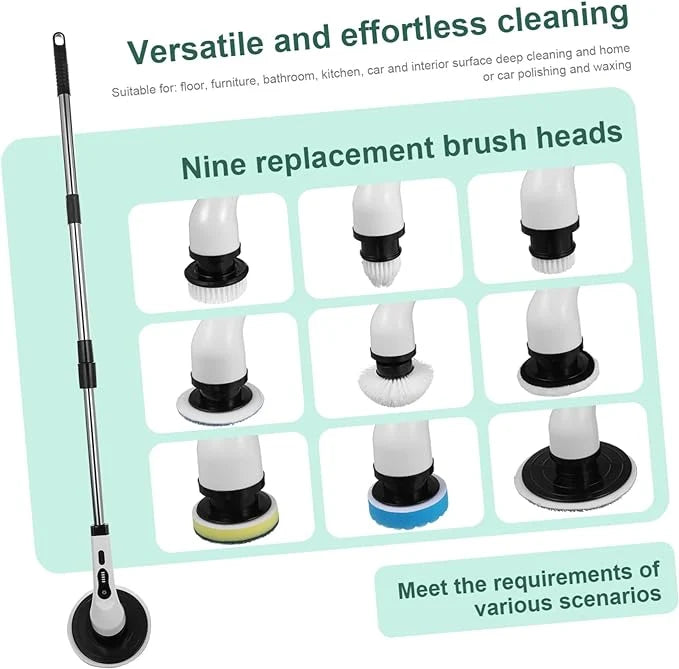 Electric Cleaning Brush – Extendable Power Scrubber with Multiple Heads