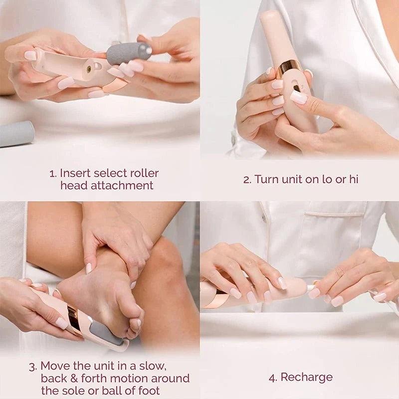Rechargeable Electric Foot File & Callus Remover – 2 Speeds, 2 Rollers