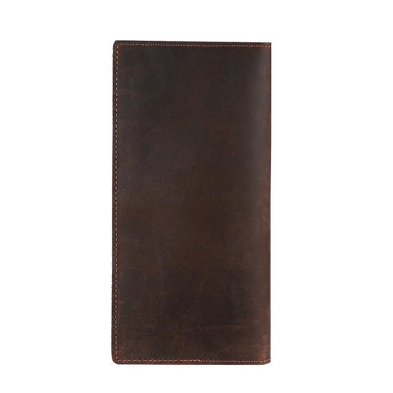 Men’s Genuine Leather Long Wallet – Dark Coffee Card & Cash Holder