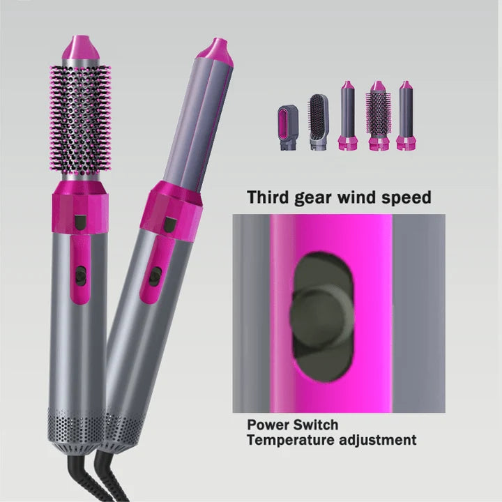 5-in-1 Hot Air Brush 1000W – Hair Dryer & Styling Set