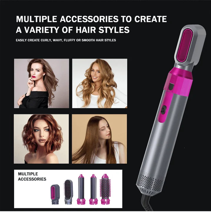 5-in-1 Hot Air Brush 1000W – Hair Dryer & Styling Set
