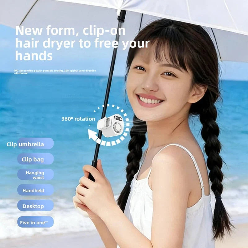 Rechargeable Handheld & Waist Clip Fan – Portable Fan with Digital Display