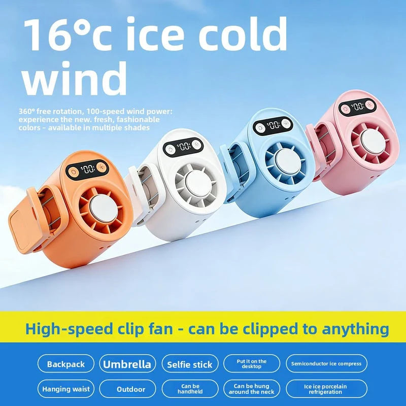 Rechargeable Handheld & Waist Clip Fan – Portable Fan with Digital Display
