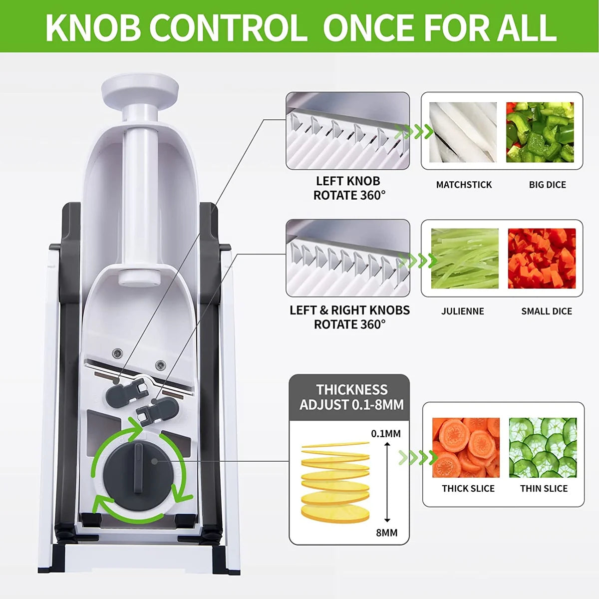4-in-1 Manual Vegetable Cutter – Adjustable Mandoline Slicer