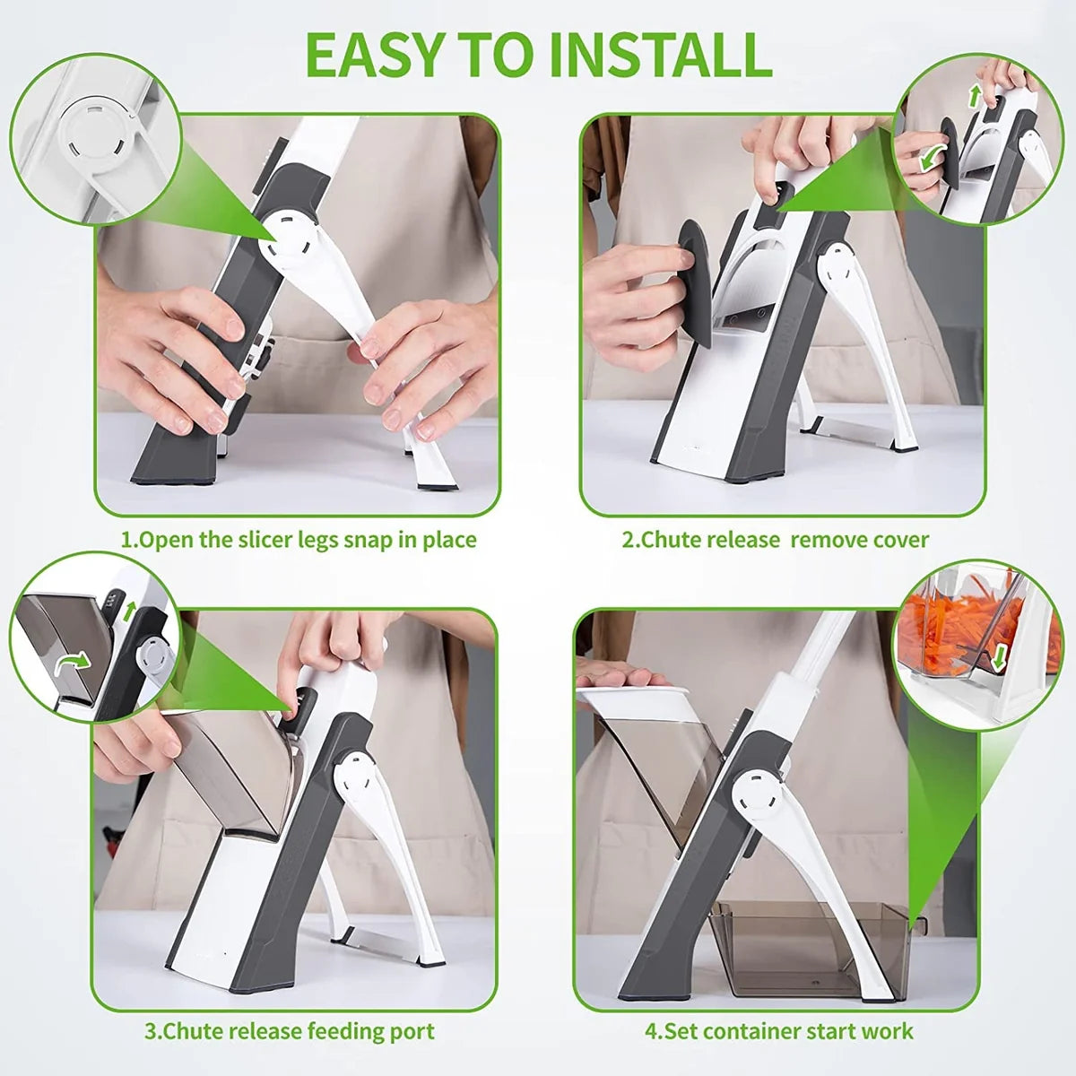 4-in-1 Manual Vegetable Cutter – Adjustable Mandoline Slicer