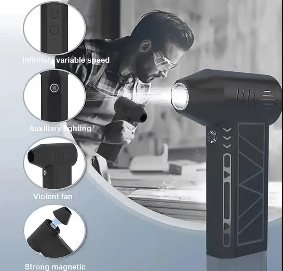 Mini Jet Fan Blower – USB Rechargeable Air Duster with LED Light