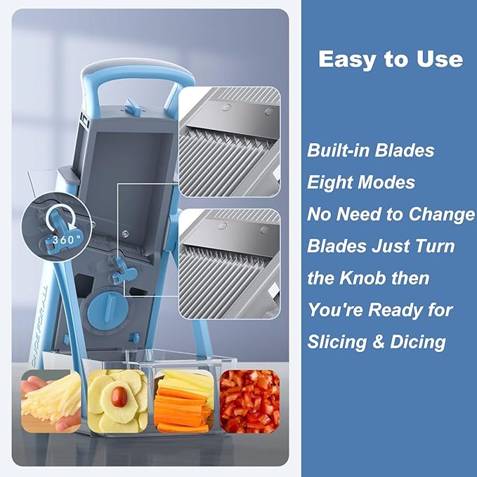 4-in-1 Manual Vegetable Cutter with Storage Box – Foldable Slicer