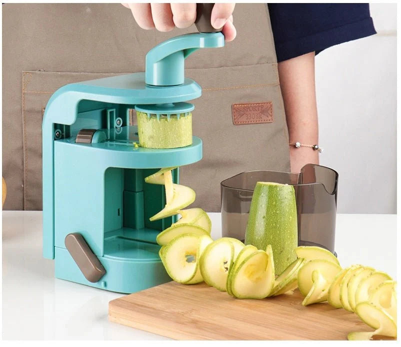 Manual Vegetable Spiralizer with Container – Vertical Spiral Cutter