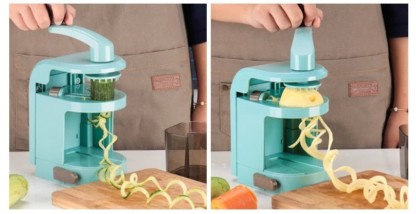 Manual Vegetable Spiralizer with Container – Vertical Spiral Cutter