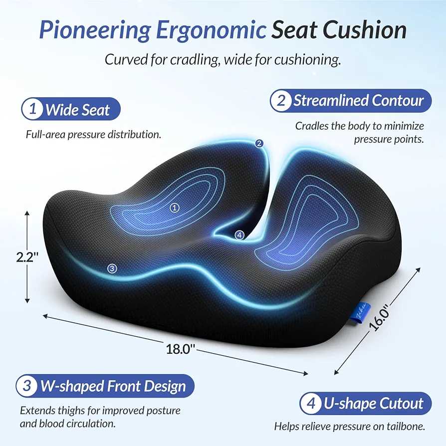 Ergonomic Memory Foam Seat Cushion – U-Shaped Design with Anti-Slip Base