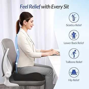 Ergonomic Memory Foam Seat Cushion – U-Shaped Design with Anti-Slip Base
