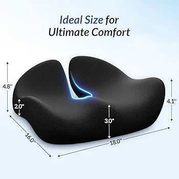 Ergonomic Memory Foam Seat Cushion – U-Shaped Design with Anti-Slip Base