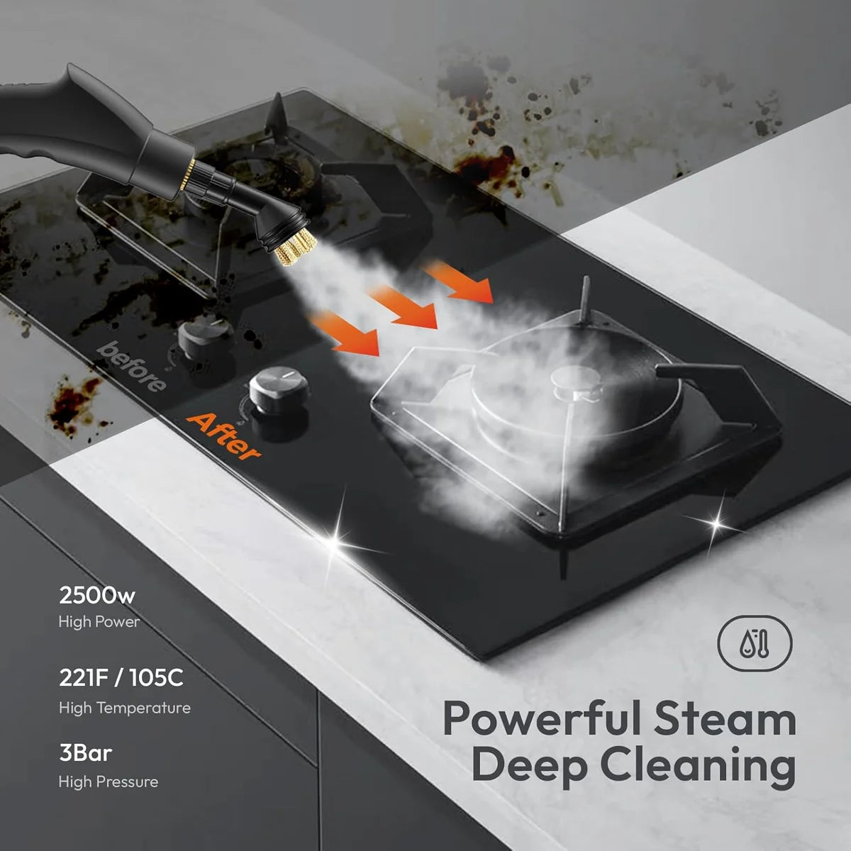 Portable Steam Cleaner – 1.2L Tank, 6 Steam Levels & Cleaning Accessories