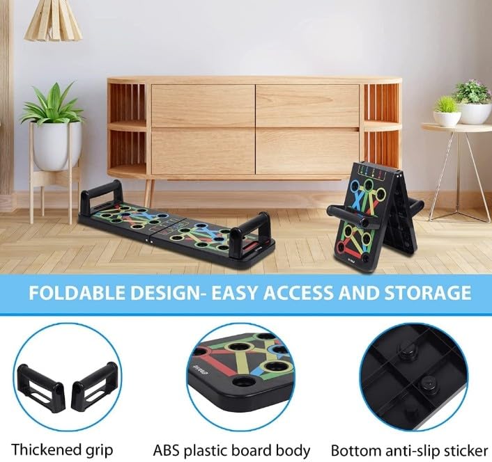 Foldable Push-Up Board – Colour-Coded Positions & Non-Slip Handles