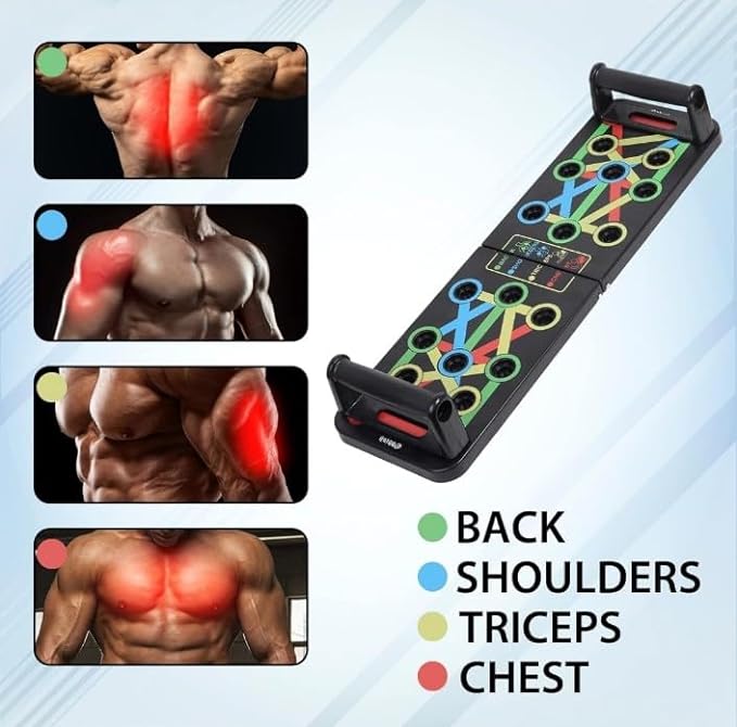 Foldable Push-Up Board – Colour-Coded Positions & Non-Slip Handles