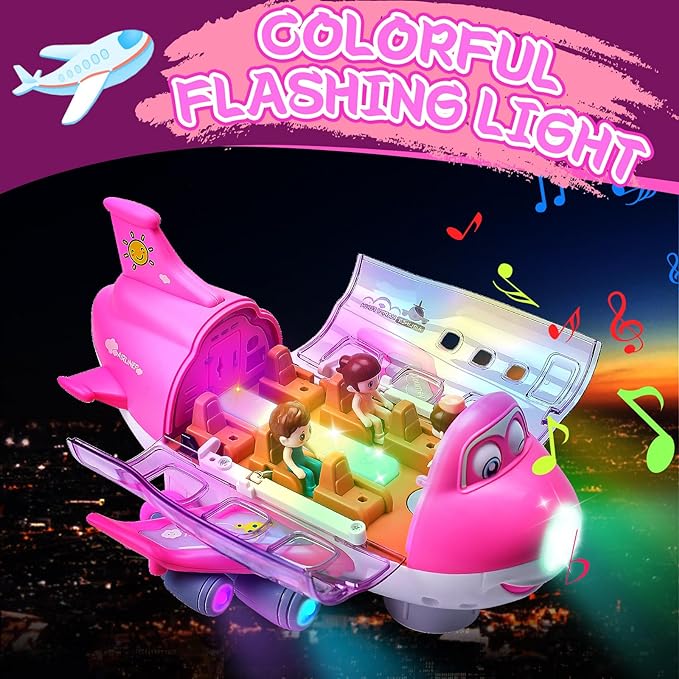 Rotating Electric Airplane Toy – 360° Movement, Lights & Sounds