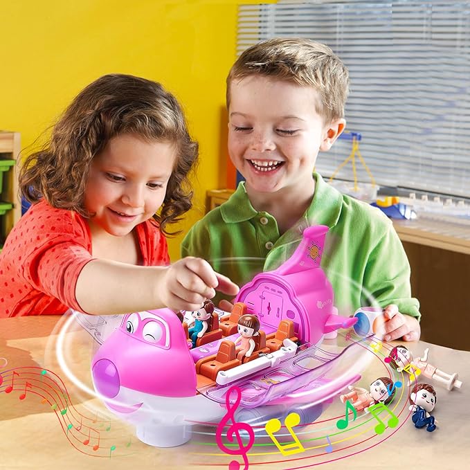 Rotating Electric Airplane Toy – 360° Movement, Lights & Sounds