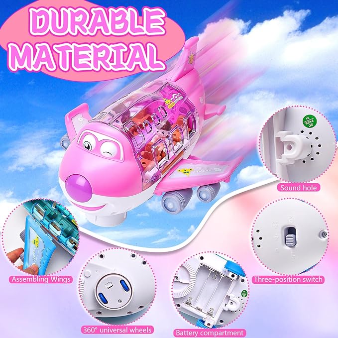 Rotating Electric Airplane Toy – 360° Movement, Lights & Sounds