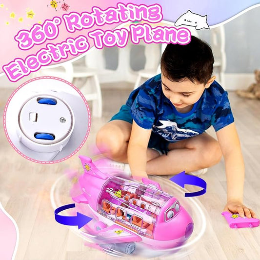 Rotating Electric Airplane Toy – 360° Movement, Lights & Sounds