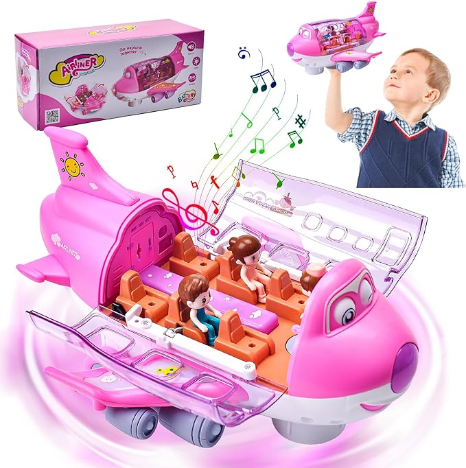 Rotating Electric Airplane Toy – 360° Movement, Lights & Sounds