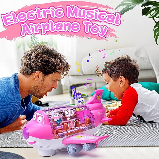 Rotating Electric Airplane Toy – 360° Movement, Lights & Sounds