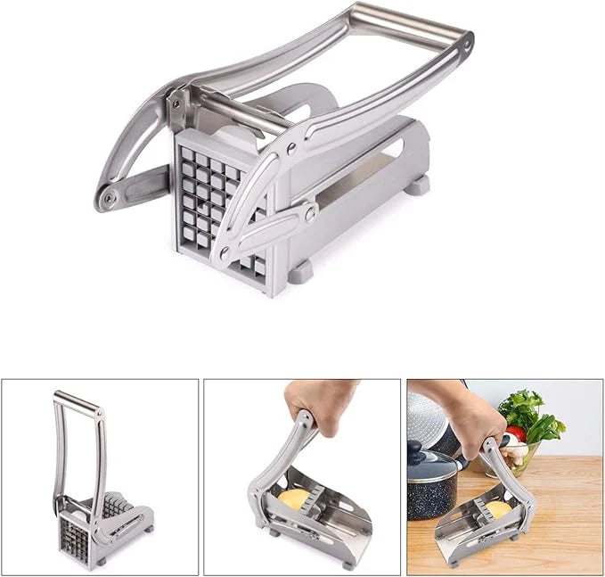 Stainless Steel Potato & Vegetable Cutter – Manual French Fry Slicer