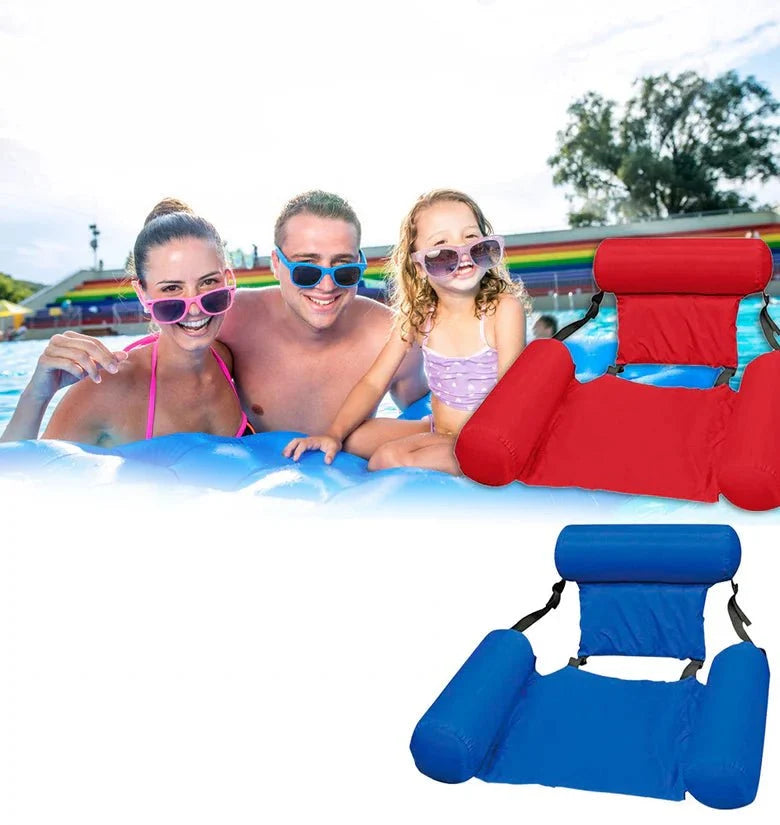 Adjustable Inflatable Pool Lounge Chair – Floating Hammock with Headrest