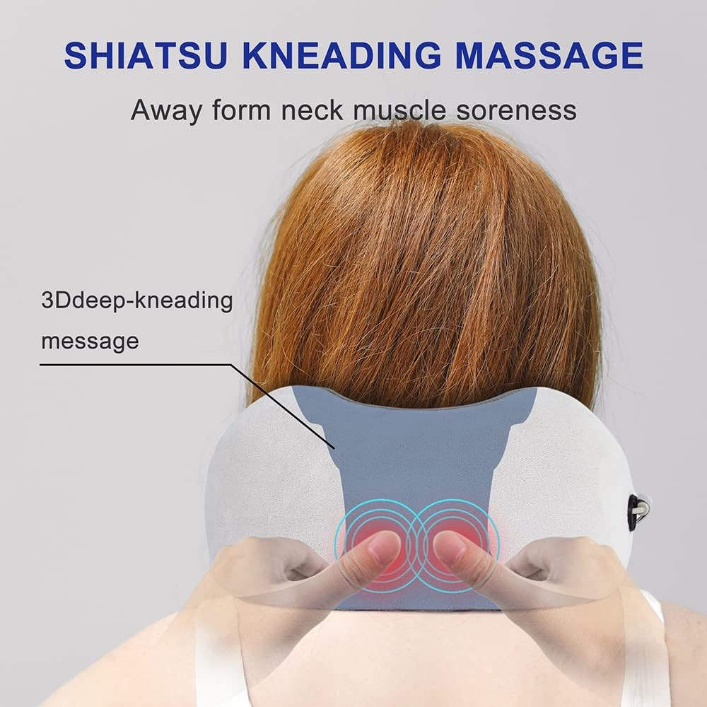 U-Shaped Neck Massage Pillow with Heat – 3 Modes & Inflatable Design