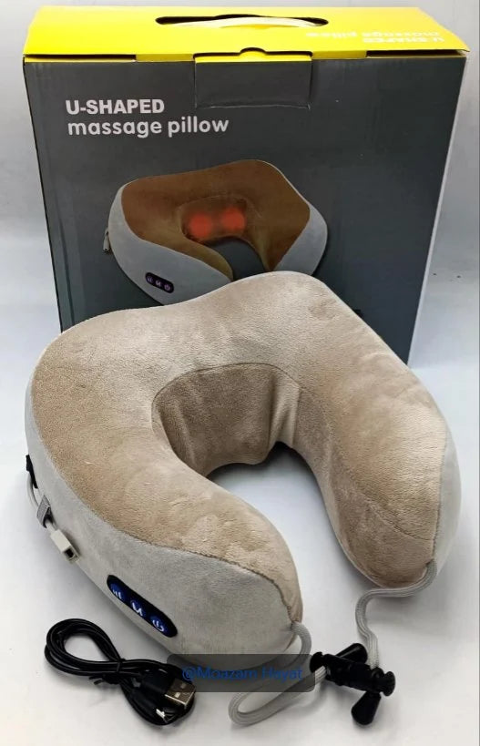 U-Shaped Neck Massage Pillow with Heat – 3 Modes & Inflatable Design