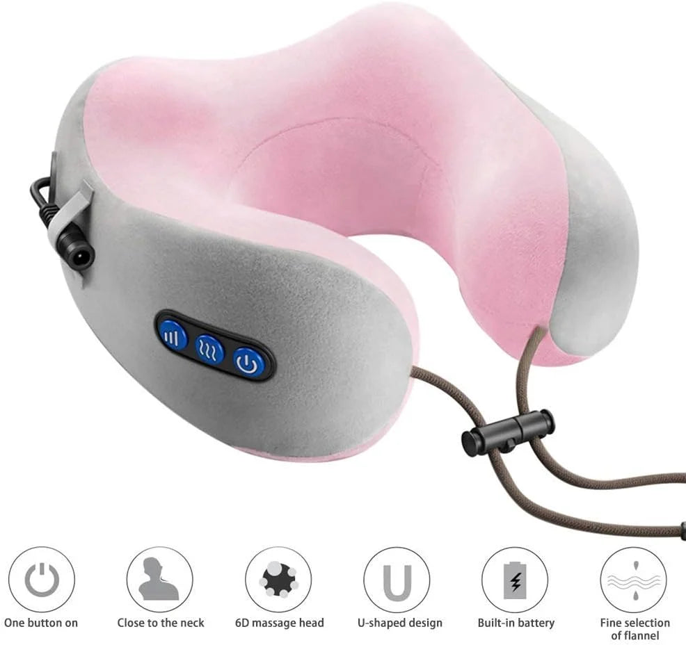 U-Shaped Neck Massage Pillow with Heat – 3 Modes & Inflatable Design