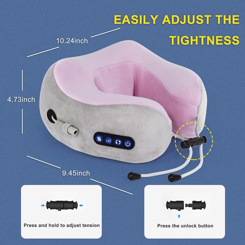 U-Shaped Neck Massage Pillow with Heat – 3 Modes & Inflatable Design
