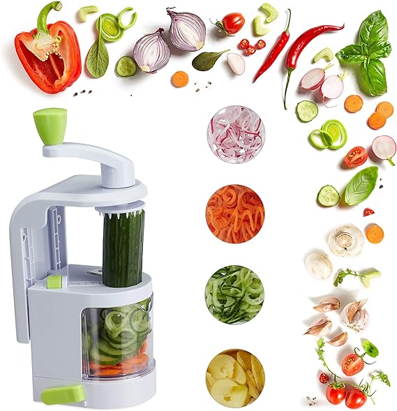 Universal Vegetable Spiralizer with Container – 3 Cutting Styles