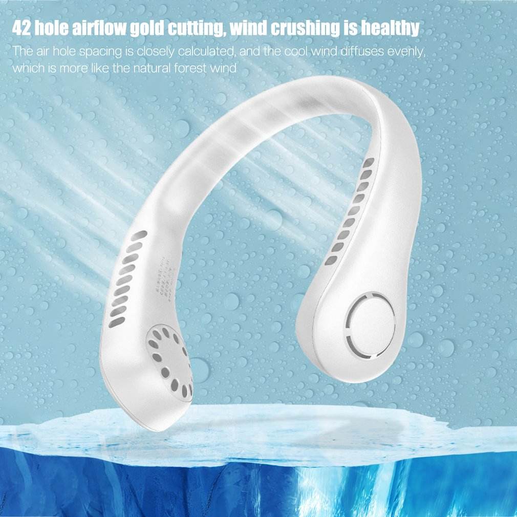 USB Rechargeable Bladeless Neck Fan – Hands-Free Portable Cooling