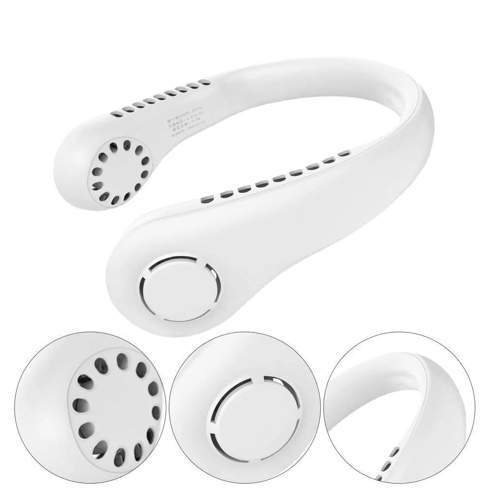 USB Rechargeable Bladeless Neck Fan – Hands-Free Portable Cooling