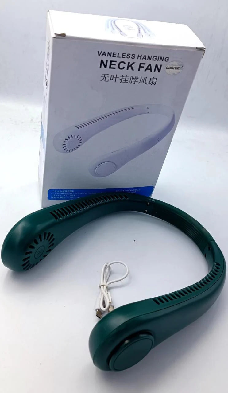 USB Rechargeable Bladeless Neck Fan – Hands-Free Portable Cooling